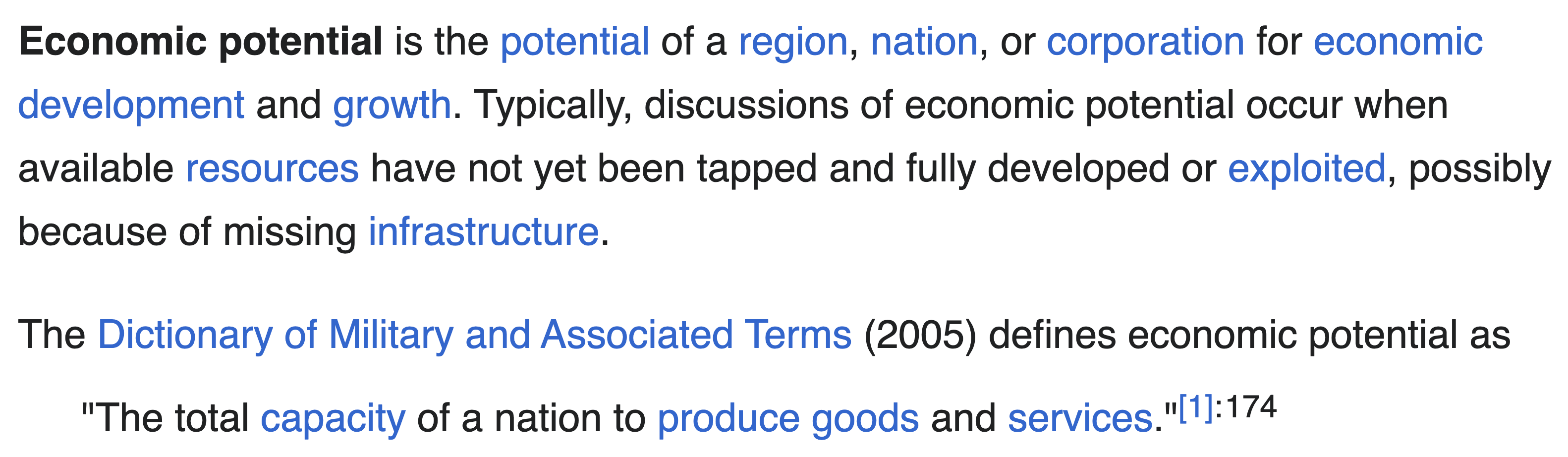 economic potential definition according to wikipedia