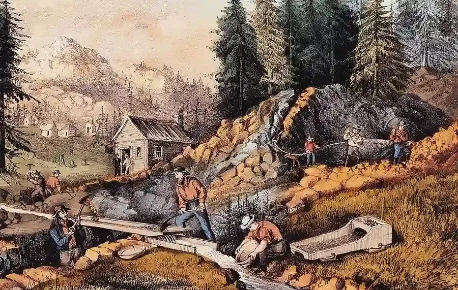 Gold Mining in California, Currier and Ives, 1871