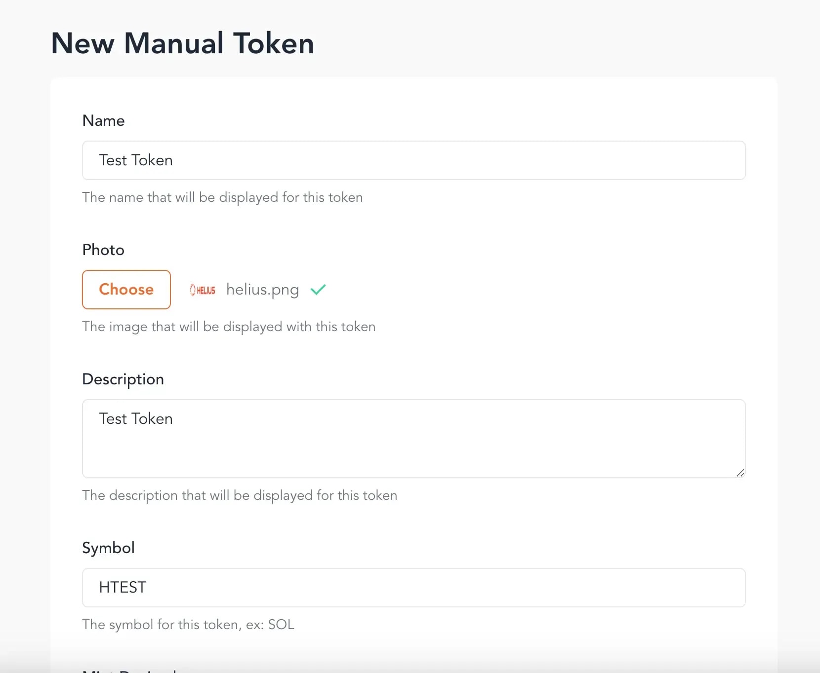 new manual token