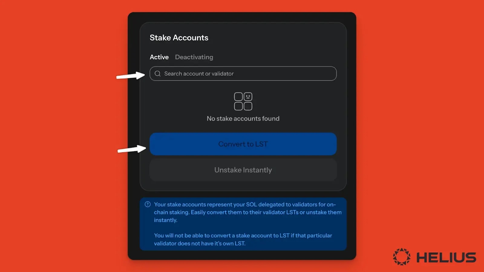 Sanctum stake account conversion interface