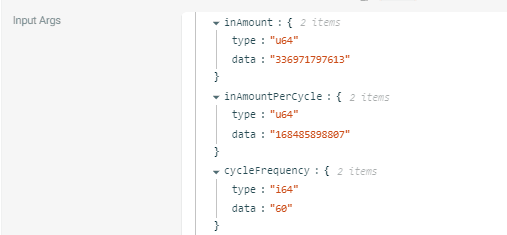 Input arguments from the transaction