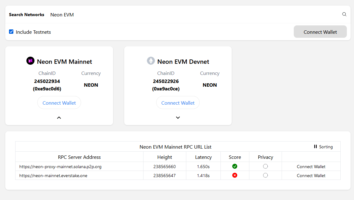 Expand the card details to view the available RPC endpoints